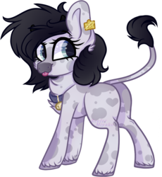 Size: 650x708 | Tagged: safe, artist:_spacemonkeyz_, oc, oc only, oc:buttermilk, cow pony, pony, female, simple background, solo, tongue out, transparent background