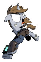 Size: 1284x1936 | Tagged: safe, artist:php104, oc, oc only, oc:littlepip, pony, unicorn, fallout equestria, bag, bandage, clothes, fanfic, fanfic art, fear, female, galloping, hooves, horn, i can't believe it's not idw, jumpsuit, looking back, mare, open mouth, pipboy, pipbuck, running, running away, saddle bag, shrunken pupils, simple background, solo, terrified, transparent background, vault suit, wide eyes
