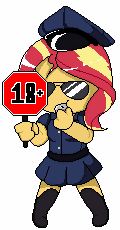 Size: 120x230 | Tagged: safe, artist:badhthebrad, artist:cdv, sunset shimmer, equestria girls, g4, animated, clothes, commission, costume, female, gif, pixel art, police, sign, solo