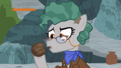 Size: 1280x720 | Tagged: safe, screencap, professor fossil, earth pony, pony, a rockhoof and a hard place, g4, animated, ball, female, mare, neckerchief, nickelodeon, solo, sound, webm