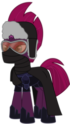 Size: 6529x11531 | Tagged: safe, artist:ejlightning007arts, fizzlepop berrytwist, tempest shadow, pony, unicorn, g4, absurd resolution, armor, badass, broken horn, bundled up for winter, cap, cape, clothes, goggles, hat, horn, scarf, simple background, transparent background, vector, winter outfit