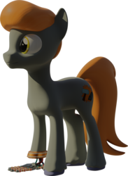 Size: 2063x2823 | Tagged: safe, artist:fiopon, oc, oc only, oc:purity alloy, earth pony, pony, 3d, blender, high res, robot hand, simple background, solo, transparent background, unshorn fetlocks