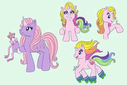 Size: 1280x853 | Tagged: safe, artist:spunky-sparkle, cheerilee (g3), rarity (g3), caterpillar, pony, unicorn, g3, the runaway rainbow, duo, duo female, female, filly, foal, magic wand, mare, roller skates, wand