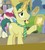 Size: 656x721 | Tagged: safe, screencap, dandy dispatch, lemon hearts, ponet, rainbowshine, roseluck, earth pony, pegasus, pony, unicorn, fame and misfortune, g4, cropped, female, glowing horn, horn, levitation, magic, male, mare, necktie, notepad, pencil, reporter, stallion, telekinesis