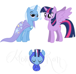 Size: 1491x1448 | Tagged: safe, artist:yaco, trixie, twilight sparkle, oc, alicorn, pony, g4, baby, baby pony, female, lesbian, magical lesbian spawn, offspring, parent:trixie, parent:twilight sparkle, parents:twixie, ship:twixie, shipping, simple background, transparent background, twilight sparkle (alicorn)