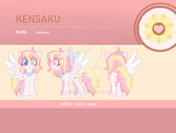 Size: 1024x773 | Tagged: safe, artist:centchi, oc, oc only, pegasus, pony, bowtie, deviantart watermark, female, mare, obtrusive watermark, reference sheet, solo, watermark