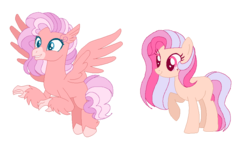 Size: 870x523 | Tagged: safe, artist:selenaede, artist:sparkythedoog, oc, oc only, oc:princess party pastry, oc:princess pink waves, classical hippogriff, earth pony, hippogriff, pony, icey-verse, base used, duo, female, magical lesbian spawn, mare, next generation, offspring, parent:pinkie pie, parent:princess skystar, parents:skypie, simple background, sisters, transparent background