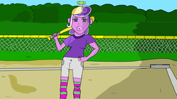 Size: 1920x1080 | Tagged: safe, artist:mellowbomb, edit, screwball, equestria girls, g4, baseball, baseball bat, equestria girls-ified, sports