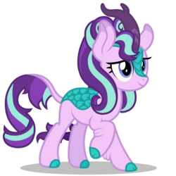 Size: 1417x1417 | Tagged: safe, artist:stellardusk, starlight glimmer, kirin, g4, sounds of silence, alternate hairstyle, cloven hooves, colored hooves, female, kirin starlight, kirin-ified, quadrupedal, raised hoof, simple background, solo, species swap, transparent background, vector