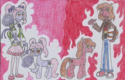 Size: 1907x1227 | Tagged: safe, artist:nephilim rider, oc, oc:crimson spirit, oc:lila lovely, human, pony, equestria girls, g4, human ponidox, self ponidox, traditional art