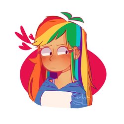 Size: 2000x2000 | Tagged: safe, artist:rerebaka_gl, rainbow dash, equestria girls, g4, blushing, clothes, female, high res, human coloration, solo