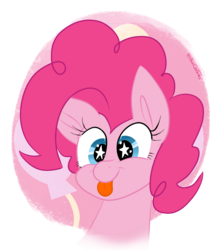 Size: 1081x1212 | Tagged: safe, artist:pagecartoons, pinkie pie, earth pony, pony, g4, :p, bust, cute, diapinkes, female, mare, silly, simple background, solo, starry eyes, tongue out, transparent background, wingding eyes