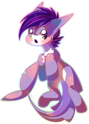 Size: 2145x3000 | Tagged: safe, artist:mangogryph, oc, oc only, oc:purple tide, original species, pony, shark pony, blushing, chest fluff, chibi, green eyes, high res, looking at you, purple hair, simple background, solo, transparent background