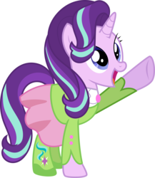 Size: 6245x7190 | Tagged: safe, artist:shootingstarsentry, starlight glimmer, pony, unicorn, g4, absurd resolution, clothes, dress, female, guidance counselor, raised hoof, simple background, solo, toy interpretation, transparent background, vector