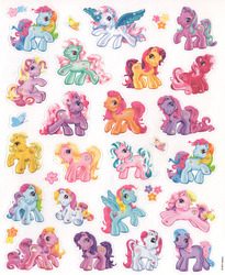 Size: 1280x1564 | Tagged: safe, butterscotch (g3), cherry blossom (g3), cupcake (g3), fizzy pop, fluttershy (g3), kimono, minty, petal blossom (g3), rainbow dash (g3), rainbow flash, scootaloo (g3), sparkleworks, star catcher, star swirl (g3), sunny daze (g3), sweet breeze, sweetberry, thistle whistle, tink-a-tink-a-too, triple treat, g3, official, food, scan, sticker