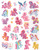 Size: 1280x1592 | Tagged: safe, bumbleberry, butterscotch (g3), cherry blossom (g3), cupcake (g3), fluttershy (g3), petal blossom (g3), pinkie pie (g3), rainbow dash (g3), rainbow flash, skywishes, sparkleworks, star catcher, sunny daze (g3), sweet breeze, thistle whistle, twinkle twirl, wysteria, butterfly, earth pony, pegasus, pony, g3, official, female, mare, scan, simple background, sticker, white background