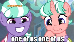 Size: 1366x784 | Tagged: safe, edit, edited screencap, screencap, stepford ponies, pony, g4, my little pony: friendship is magic, what lies beneath, female, image macro, jewelry, mare, meme, necklace, nickelodeon, one of us, pearl necklace