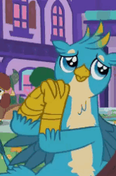 Size: 167x253 | Tagged: safe, screencap, gallus, griffon, g4, what lies beneath, animated, claws, cropped, cute, gallabetes, gif, male, school of friendship, smug, wings