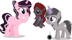 Size: 1428x786 | Tagged: safe, artist:logic-is-here, oc, oc only, oc:curse word, oc:lightly, oc:magpie, pony, female, magic, mare, plushie, simple background, transparent background