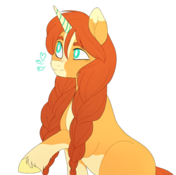 Size: 1280x1275 | Tagged: safe, artist:delzol, oc, oc only, pony, unicorn, braid, female, heart, magical lesbian spawn, mare, offspring, parent:applejack, parent:rarity, parents:rarijack, simple background, solo, transparent background, unshorn fetlocks