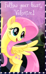 Size: 268x428 | Tagged: safe, fluttershy, pony, g4, my little pony: the movie, official, cute, female, holiday, scan, shyabetes, solo, valentine's day, valentine's day card