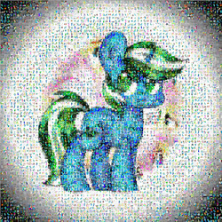 Size: 7625x7625 | Tagged: safe, artist:igames, fluttershy, oc, oc:fluttergames, oc:igames, pony, unicorn, g4, abstract background, absurd resolution, cute, female, meta mosaic, mosaic, solo