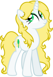 Size: 2778x4001 | Tagged: safe, artist:fuzzybrushy, oc, oc only, oc:fuzzy brushy, pony, unicorn, blonde mane, green eyes, simple background, smiling, solo, transparent background, vector, white pony