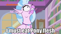 Size: 1920x1080 | Tagged: safe, edit, edited screencap, screencap, silverstream, classical hippogriff, hippogriff, g4, season 8, what lies beneath, caption, creepy, creepypasta, creepystream, faic, female, image macro, implied cannibalism, insanity, looking up, meme, nickelodeon, scary, silversnap, solo