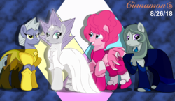 Size: 4096x2373 | Tagged: safe, artist:cinnamon-swirls, limestone pie, marble pie, maud pie, pinkie pie, earth pony, pony, g4, blue diamond (diamond), blue diamond (steven universe), diamond, female, gem, group, mare, pie sisters, pink diamond, pink diamond (steven universe), quartet, siblings, sisters, spoilers for another series, steven universe, the great diamond authority, white diamond, white diamond (steven universe), yellow diamond, yellow diamond (steven universe)