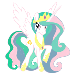 Size: 3000x3000 | Tagged: safe, artist:shirleycreates, princess celestia, alicorn, pony, unicorn, g4, 2018, canterlot, crown, cute, ethereal mane, female, high res, looking at you, mare, peytral, regalia, simple background, smiling, solo, white background, wings