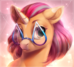 Size: 1825x1668 | Tagged: safe, artist:rrusha, oc, oc only, pony, unicorn, bust, detailed, glasses, solo