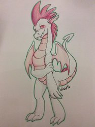 Size: 1530x2048 | Tagged: safe, artist:inktwist, fizzle, dragon, g4, blushing, male, simple background, solo, traditional art, white background