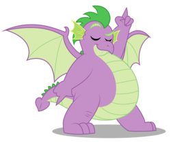 Size: 4668x3937 | Tagged: safe, artist:aleximusprime, spike, dragon, g4, adult, adult spike, chubby, dancing, disco dance, eyes closed, fat, fat spike, large, moves like jagger, older, older spike, simple background, transparent background, vector, winged spike, wings