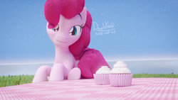 Size: 1920x1080 | Tagged: safe, artist:dashyoshi, pinkie pie, earth pony, pony, g4, 3d, female, prone, solo
