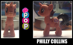 Size: 1595x979 | Tagged: safe, artist:grapefruitface1, oc, oc only, oc:drumbeat pop, oc:philly collins, pony, customized toy, irl, musician, my little pony pop!, painted, phil collins, photo, solo, toy, updated