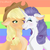 Size: 2448x2440 | Tagged: safe, artist:raiokai, applejack, rarity, earth pony, pony, unicorn, g4, cute, female, high res, lesbian, lgbt, mare, pride, rainbow background, ship:rarijack, shipping