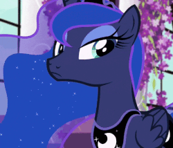 Size: 591x506 | Tagged: safe, screencap, princess luna, alicorn, pony, equestria girls, equestria girls specials, g4, my little pony equestria girls: better together, my little pony equestria girls: forgotten friendship, animated, canterlot, canterlot castle, cropped, cute, female, flower, gif, hall, lavender, lunabetes, mare, stained glass, talking, walking