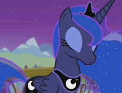 Size: 944x720 | Tagged: safe, screencap, princess luna, alicorn, pony, g4, twilight's kingdom, animated, balcony, beautiful, cropped, crystal empire, crystal palace, cute, female, gif, hoof shoes, looking up, lunabetes, mare, raised hoof, singing, solo, you'll play your part
