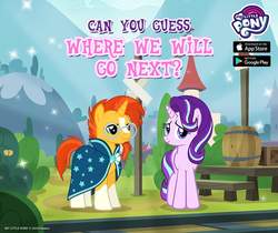 Size: 940x788 | Tagged: safe, gameloft, starlight glimmer, sunburst, pony, unicorn, g4, official, the parent map, duo, female, male, sire's hollow