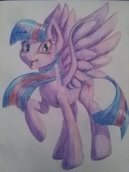 Size: 2448x3264 | Tagged: safe, artist:stratodraw, twilight sparkle, alicorn, pony, g4, female, high res, mare, smiling, solo, traditional art, twilight sparkle (alicorn)