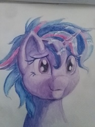 Size: 2448x3264 | Tagged: safe, artist:stratodraw, twilight sparkle, alicorn, pony, g4, alternate hairstyle, female, high res, mare, smiling, solo, traditional art, twilight sparkle (alicorn)