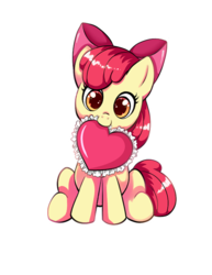Size: 612x792 | Tagged: safe, artist:autumn rush, apple bloom, earth pony, pony, g4, adorabloom, bow, cute, female, filly, hair bow, heart, simple background, solo, transparent background
