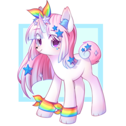 Size: 2000x2000 | Tagged: safe, artist:leafywind, oc, oc only, oc:star cute, pony, cute, ear fluff, eye clipping through hair, female, high res, horn, looking at you, mare, simple background, smiling, solo, starry eyes, stars, transparent background, wingding eyes, wristband