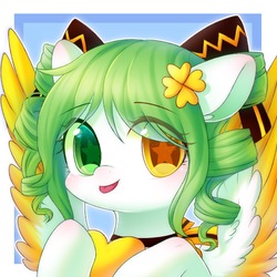Size: 1500x1500 | Tagged: safe, artist:leafywind, oc, oc only, pegasus, pony, blushing, bow, bust, choker, cute, female, hair bow, heterochromia, looking at you, mare, portrait, solo, starry eyes, tongue out, wingding eyes
