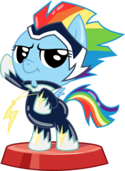 Size: 2390x3272 | Tagged: safe, artist:phucknuckl, budge studios, rainbow dash, zapp, pony, g4, my little pony pocket ponies, cute, daaaaaaaaaaaw, dashabetes, female, high res, power ponies, simple background, solo, transparent background