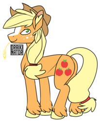 Size: 1280x1555 | Tagged: safe, artist:polyhexian, applejack, earth pony, pony, g4, applejack's hat, cowboy hat, cutie mark, female, hat, looking at you, mare, simple background, smiling, solo, straw in mouth, transparent background