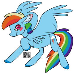 Size: 1280x1285 | Tagged: safe, artist:polyhexian, rainbow dash, pegasus, pony, g4, blushing, cutie mark, female, looking at you, mare, raised hoof, simple background, smiling, solo, spread wings, transparent background, wings