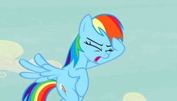 Size: 1888x1080 | Tagged: safe, screencap, rainbow dash, g4, the cutie map, cutie mark, eyes closed, open mouth