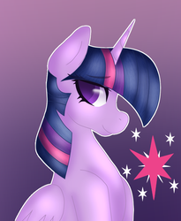 Size: 774x944 | Tagged: safe, artist:couchpotato77, edit, twilight sparkle, alicorn, pony, g4, cropped, cutie mark background, female, gradient background, looking at you, mare, sitting, smiling, solo, twilight sparkle (alicorn)