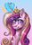 Size: 215x301 | Tagged: safe, artist:norica-official, edit, princess cadance, pony, g4, blushing, chest fluff, cropped, cutie mark background, ear fluff, female, fluffy, gradient background, jewelry, looking at you, mare, smiling, solo, tiara